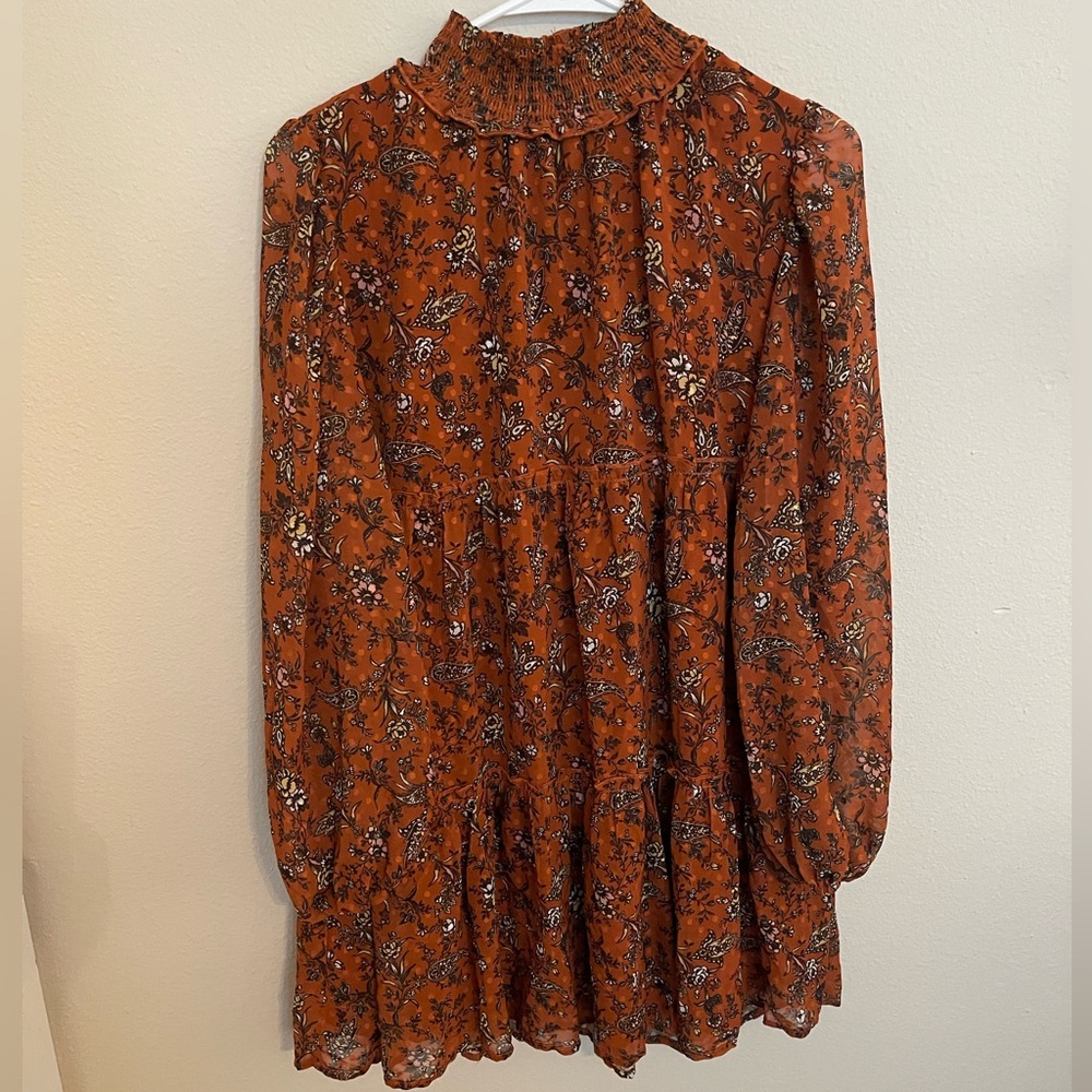 Forever 21, Floral Print Tassel Mini, Orange Autumn, Size S